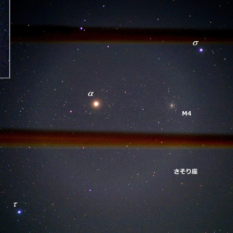 電線の間に覗くアンタレスとM4