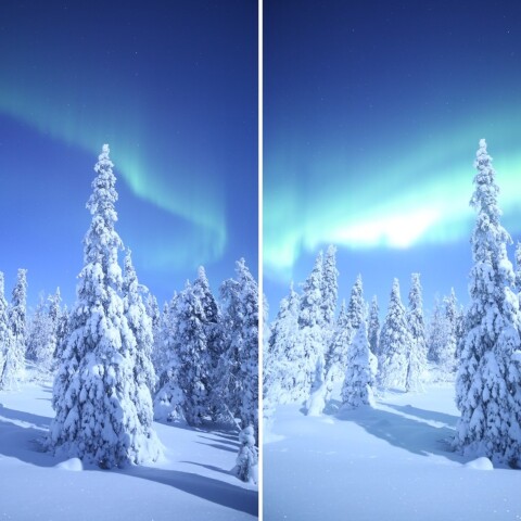 オーロラの強弱による地上の比較