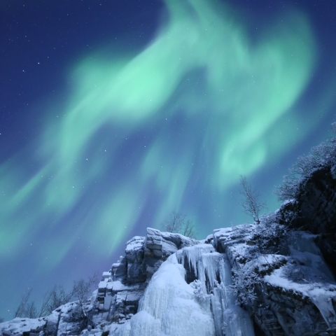 Dancing Aurora  above  Ice Fall