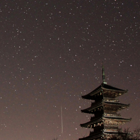 ふたご座流星と備中国分寺