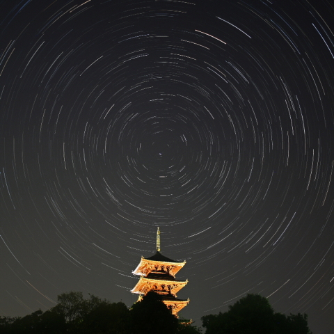 備中国分寺ライトアップと日周運動