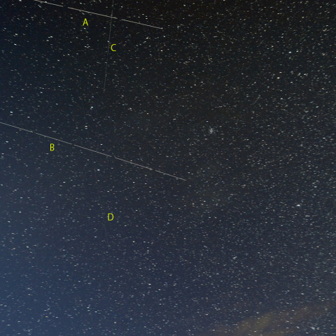 薄明時の星座と人工天体-1