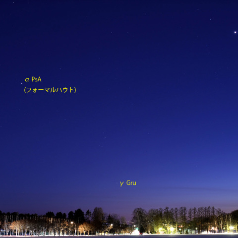 薄明中の南天の星々