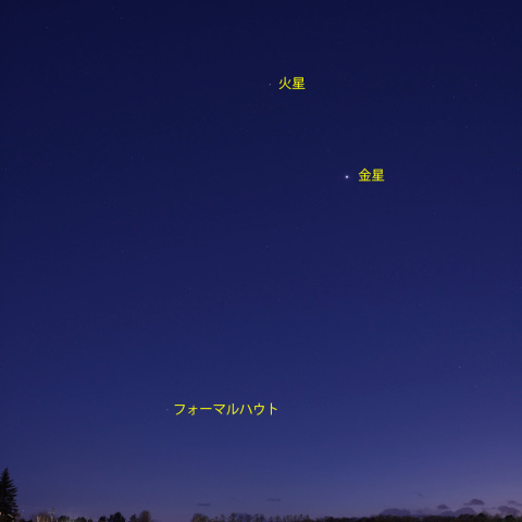 東方最大離角の金星と火星