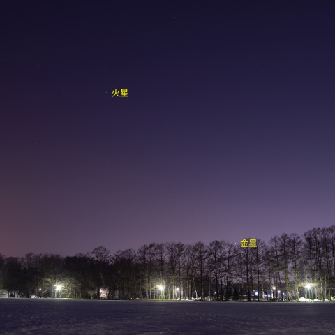 夕空の惑星と変光星ミラ