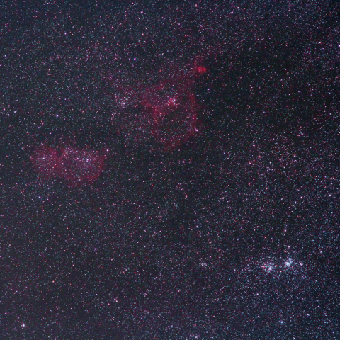 二重星団と散光星雲