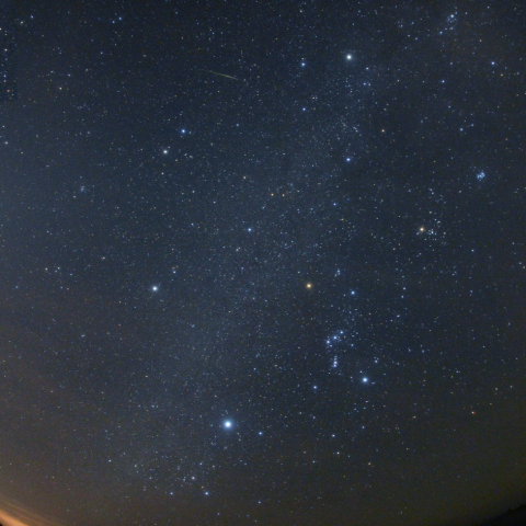 冬の大六角形と流星-3