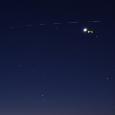 並んだ惑星とISS