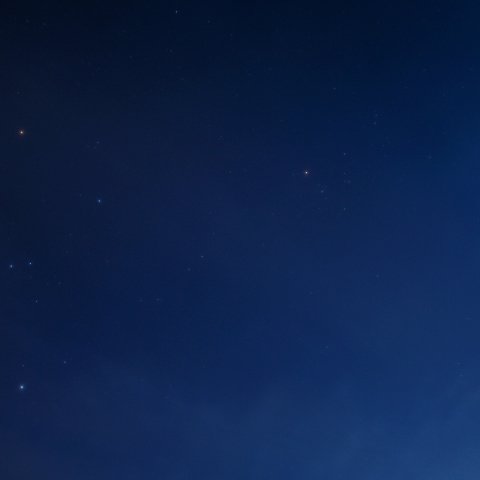 夕空の冬の星座と火星