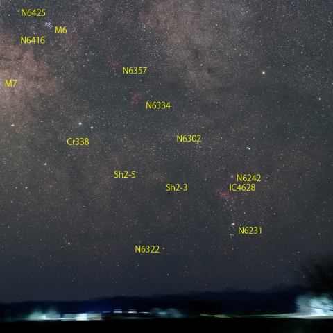 さそり座南部の星雲・星団