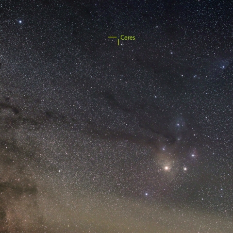 さそり座の天の川と小惑星ケレス