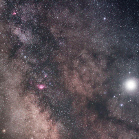 天の川中心部と木星