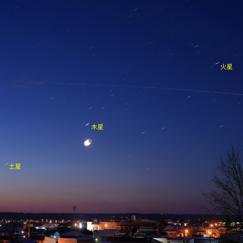 明け方のISSと惑星たち