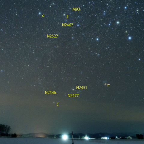 とも座と散開星団