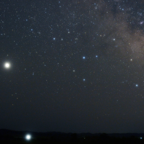 天の川中心部と木星・土星