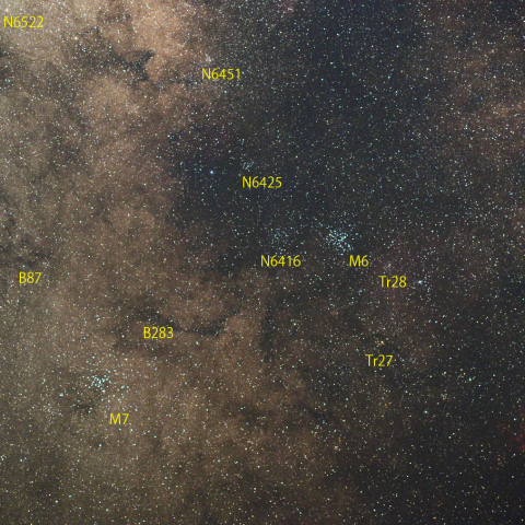 さそり座尾部の星団