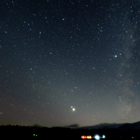 西天の黄道光と天の川