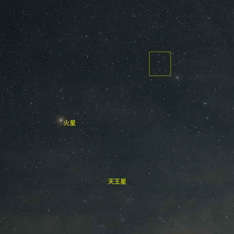 火星と天王星、おひつじ座R星