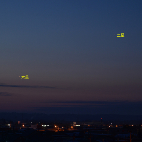 暁天の月と惑星