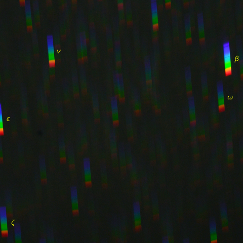 ペルセウス座南部のスペクトル