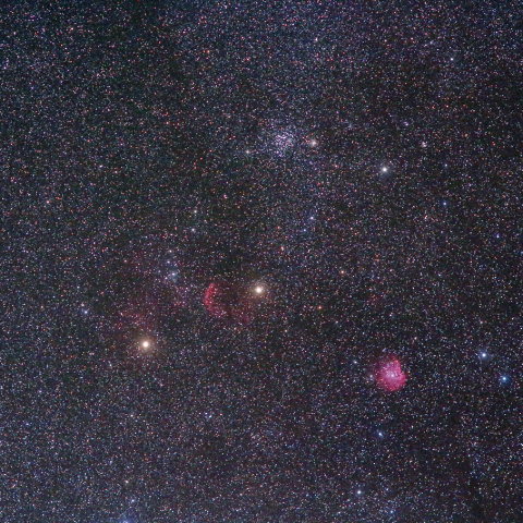 ふたご座η星周辺の星雲星団