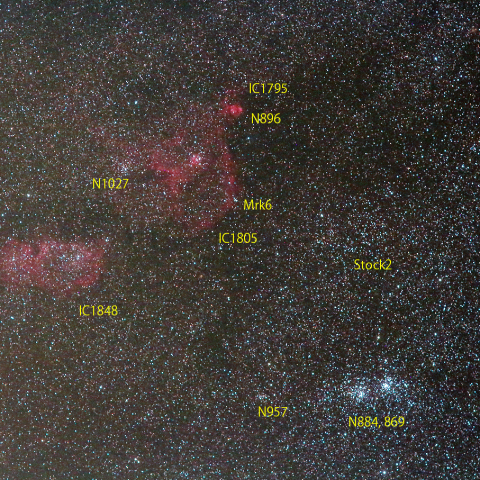 二重星団と散光星雲