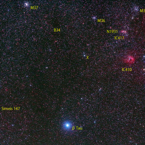 ぎょしゃ座南部の星雲星団