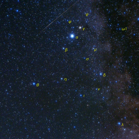 わし座の天の川と流星