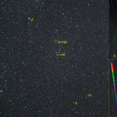 カシオペヤ座Rとスペクトル (23-02-15)