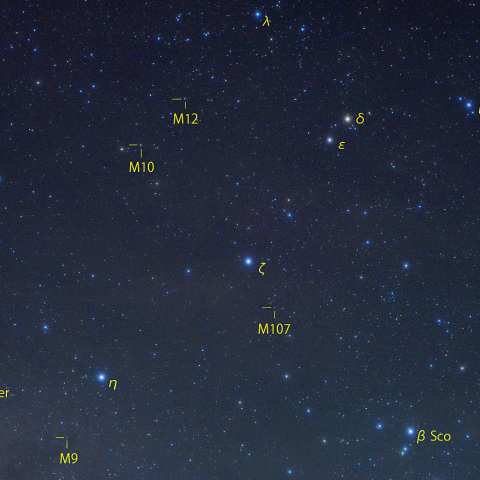へびつかい座周辺の球状星団