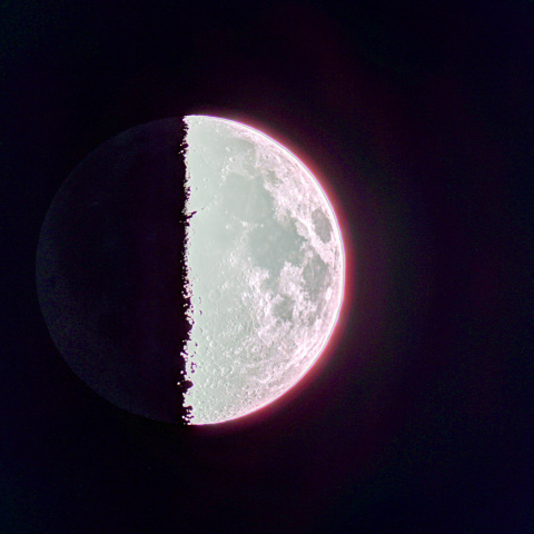 上弦の月と地球照 (23-06-26)