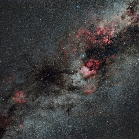 はくちょう座中心部からケフェウス座周辺の天の川