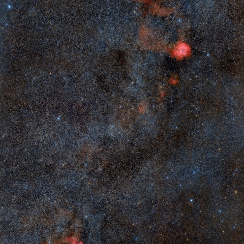 クリスマス星団、バラ星雲からかもめ星雲付近の星空