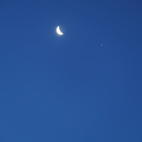 月と木星とスピカの共演