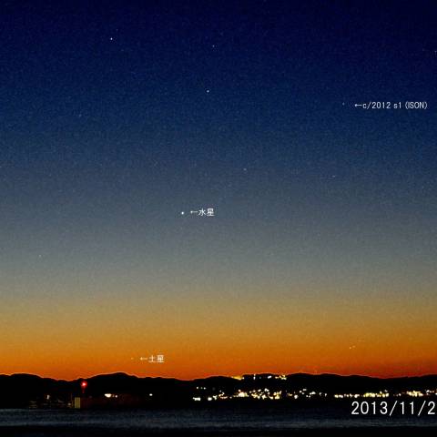 江の島からのISON彗星