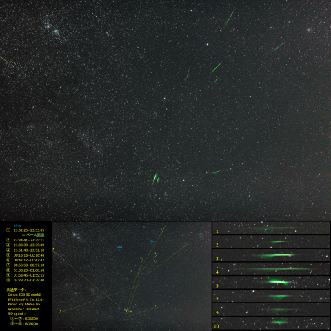 8/13-14のペルセウス座流星群輻射点付近