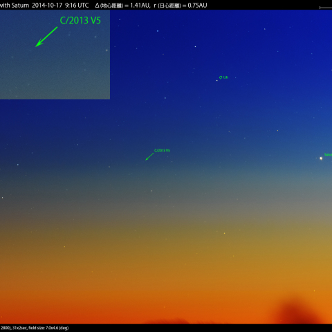 10/17夕のウカイムデン彗星(C/2013 V5)