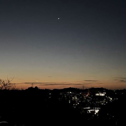 暁の月水金星とアンタレス