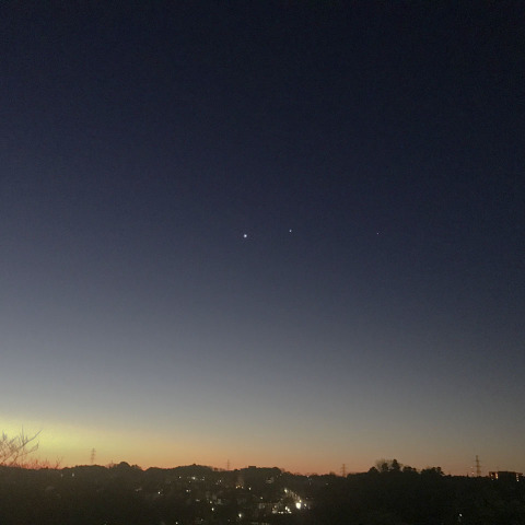 早朝の金星木星アンタレス