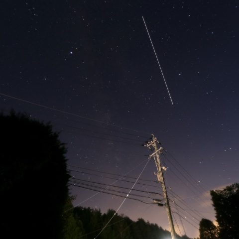 油井さん搭乗のISSと天の川