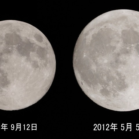 遠近比較 ： スーパームーン