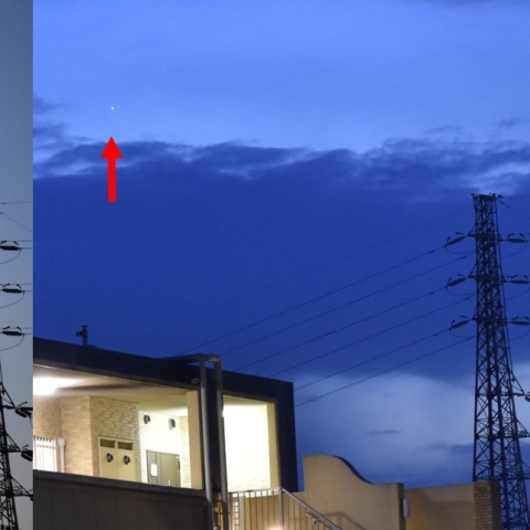 東方最大離角前後6日間の水星の動き