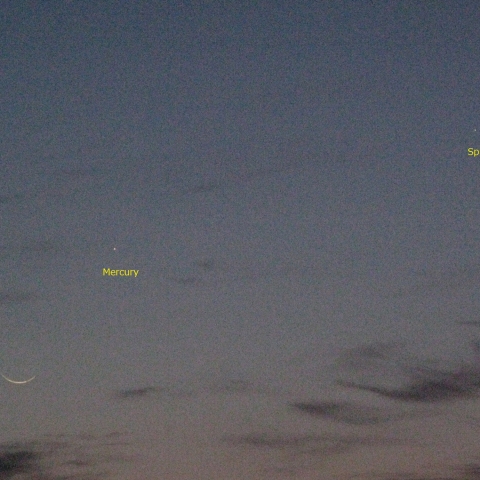 新月１日前の月と水星とスピカ