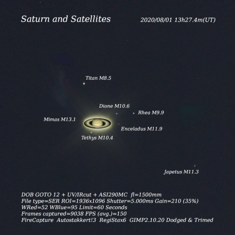 土星と衛星　2020/08/01