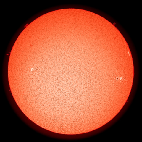 4/5の太陽（Hα擬似カラー）