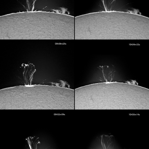 8/29 プロミネンス3時間の変化（Ⅱ）