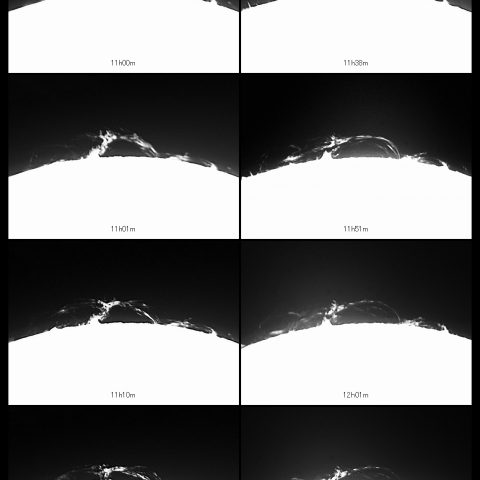 1/25　プロミネンス 1時間の変化