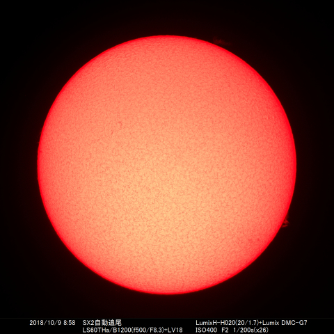 2018/10/9の太陽