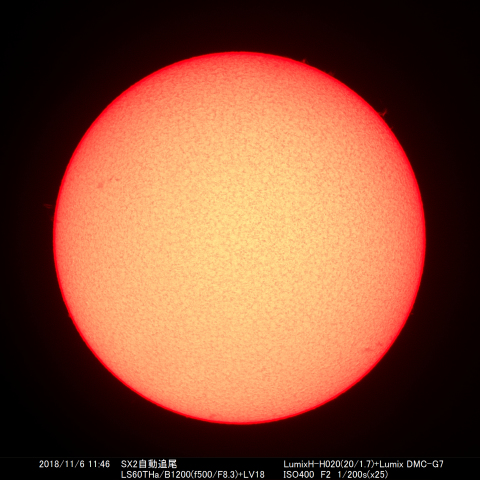 2018/11/6の太陽