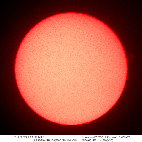 2019/2/13の太陽